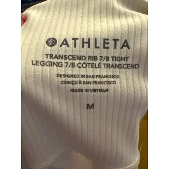 Women’s Athleta Medium oatmeal color transient tight 7/8 ribbed leggings - Picture 5 of 5